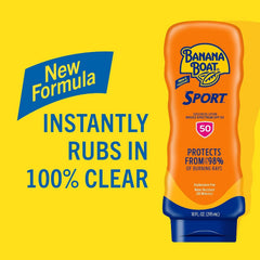 Banana Boat Sport Sunscreen Lotion, SPF 50, 10 Oz Each, Twin Pack | HIGH-PERFORMANCE SUNSCREEN with a non-greasy feel and won't clog pores