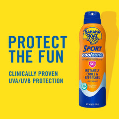 Banana Boat Sport Cool Zone SPF 50 Sunscreen Spray Twin Pack | Spray Sunscreen SPF 50, Sunblock, Oxybenzone Free, 6oz each