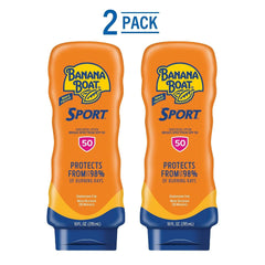Banana Boat Sport Sunscreen Lotion, SPF 50, 10 Oz Each, Twin Pack | HIGH-PERFORMANCE SUNSCREEN with a non-greasy feel and won't clog pores