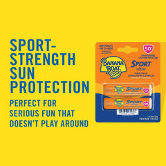 Banana Boat Sport Ultra SPF 50 Lip Sunscreen Twin Pack SPF Lip Balm Pack, Banana Boat Lip Balm SPF 50, Oxybenzone Free Sunscreen, Lip Sunblock, Travel Size Sunscreen for Lips, 2 Pack