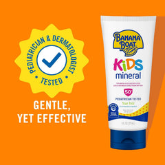 Banana Boat 100% Mineral Kids Sunscreen Lotion SPF 50, Twin Pack | Banana Boat Mineral Sunscreen for Kids, Childrens Sunblock SPF 50, Oxybenzone Free, 6Fl Oz each (Pack of 2)