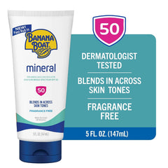 Banana Boat Mineral Sunscreen SPF 50 Lotion, 5Fl Oz | Zinc Oxide Sunscreen Lotion, Beach Essentials, SPF 50 Sunblock, 5Fl Oz