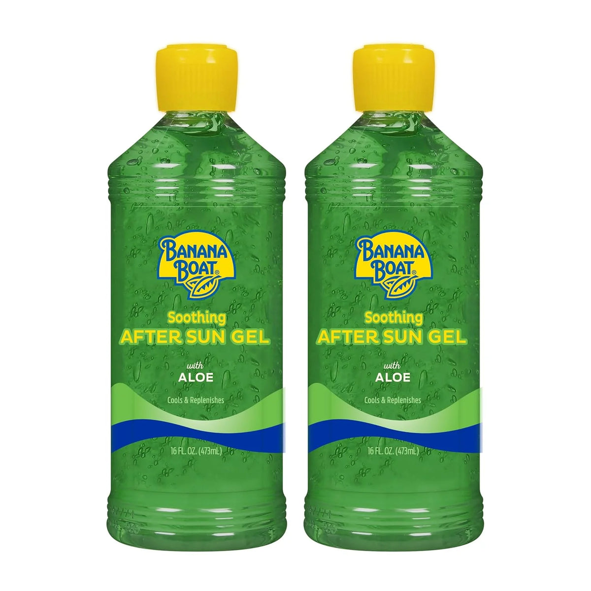 Banana Boat Soothing After Sun Gel with Aloe Twin Pack | Aloe Vera Gel, Sunburn Relief, After Sun Care, 16 fl oz each